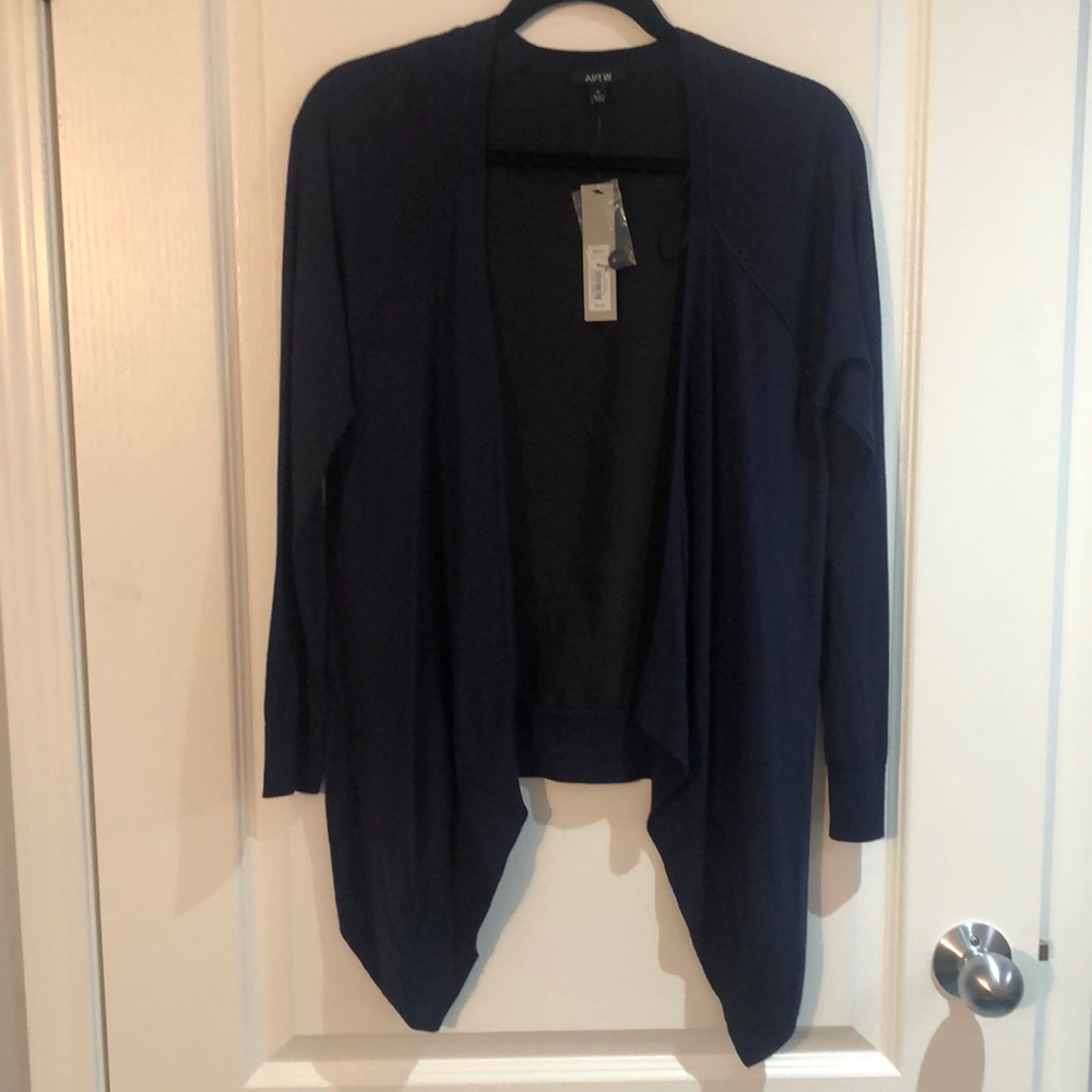 NWT Apt. 9 Navy & Black Drape Front Cardigan Size M